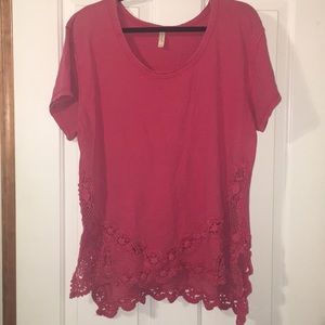 Free People Crochet Detailed T Shirt